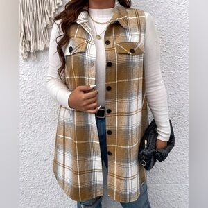 SHEIN Curve Plaid Vest Sz 1XL